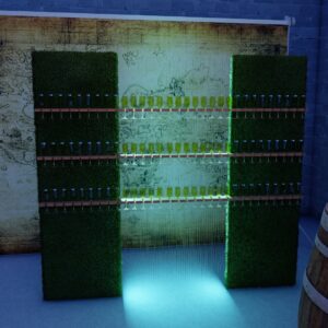 mur champagne Mur à champagne avec panneaux en gazon synthétique et mur de bulles lumineux