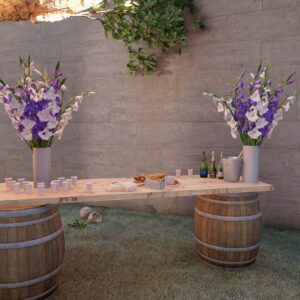 Table tonneau et plateau Table Bar en bois - buffet